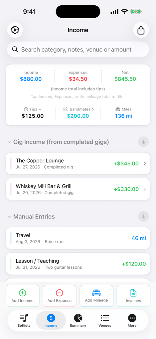 Income and expense tracker